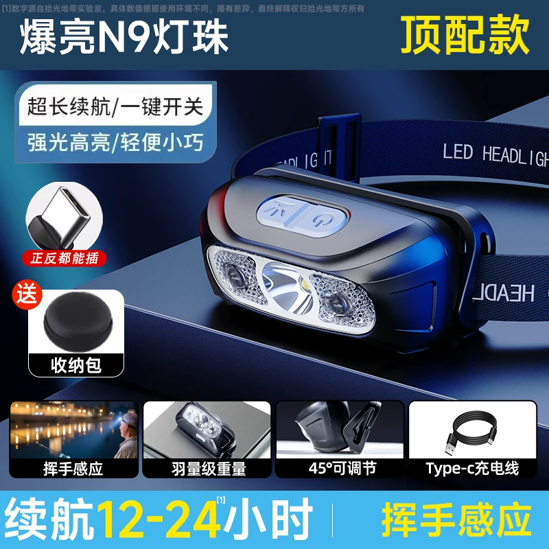 Night Fishing Induction Headlamp 2025 New Strong Light Ultra Bright Range Outdoor Mountaineering Headwear Lighting for Fishing