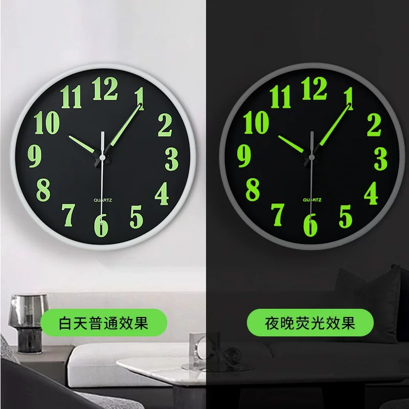 Luminous wall clock, bedroom silent creative clock, living room quartz clock, household simple wall clock, wall clock, and watch