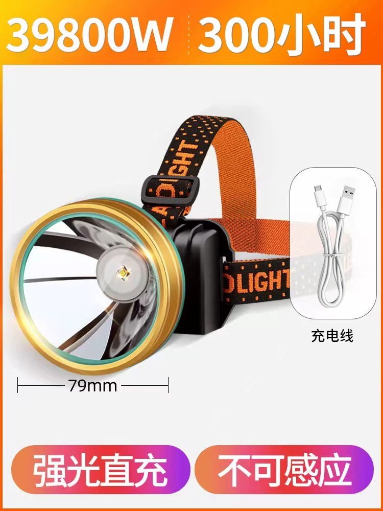 Night fishing headlight, strong light charging, ultra bright head mounted outdoor ultra long endurance flashlight, mining lamp, light sensing special