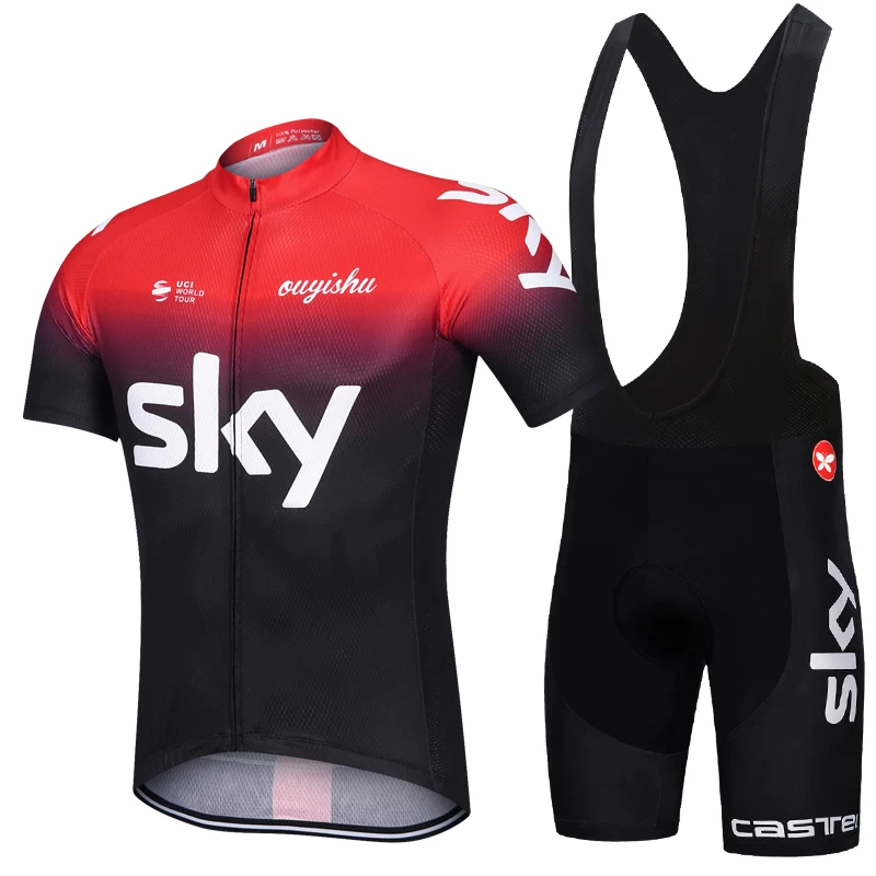 Sky cycling suit short sleeved set men's summer road cycling suit quick drying breathable mountain baby bag cycling pants top