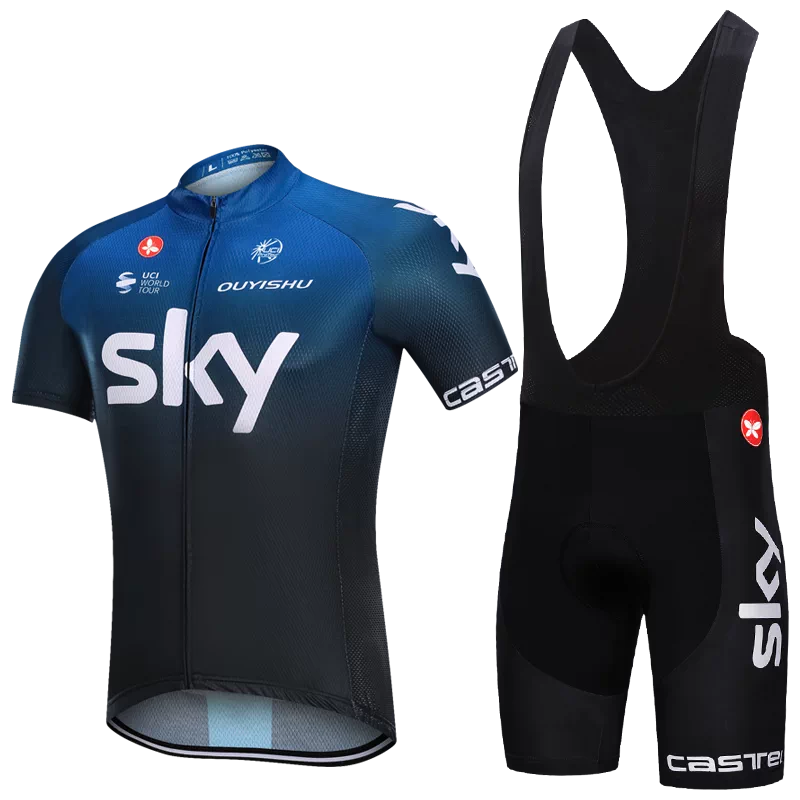 Sky cycling suit short sleeved set men's summer road cycling suit quick drying breathable mountain baby bag cycling pants top