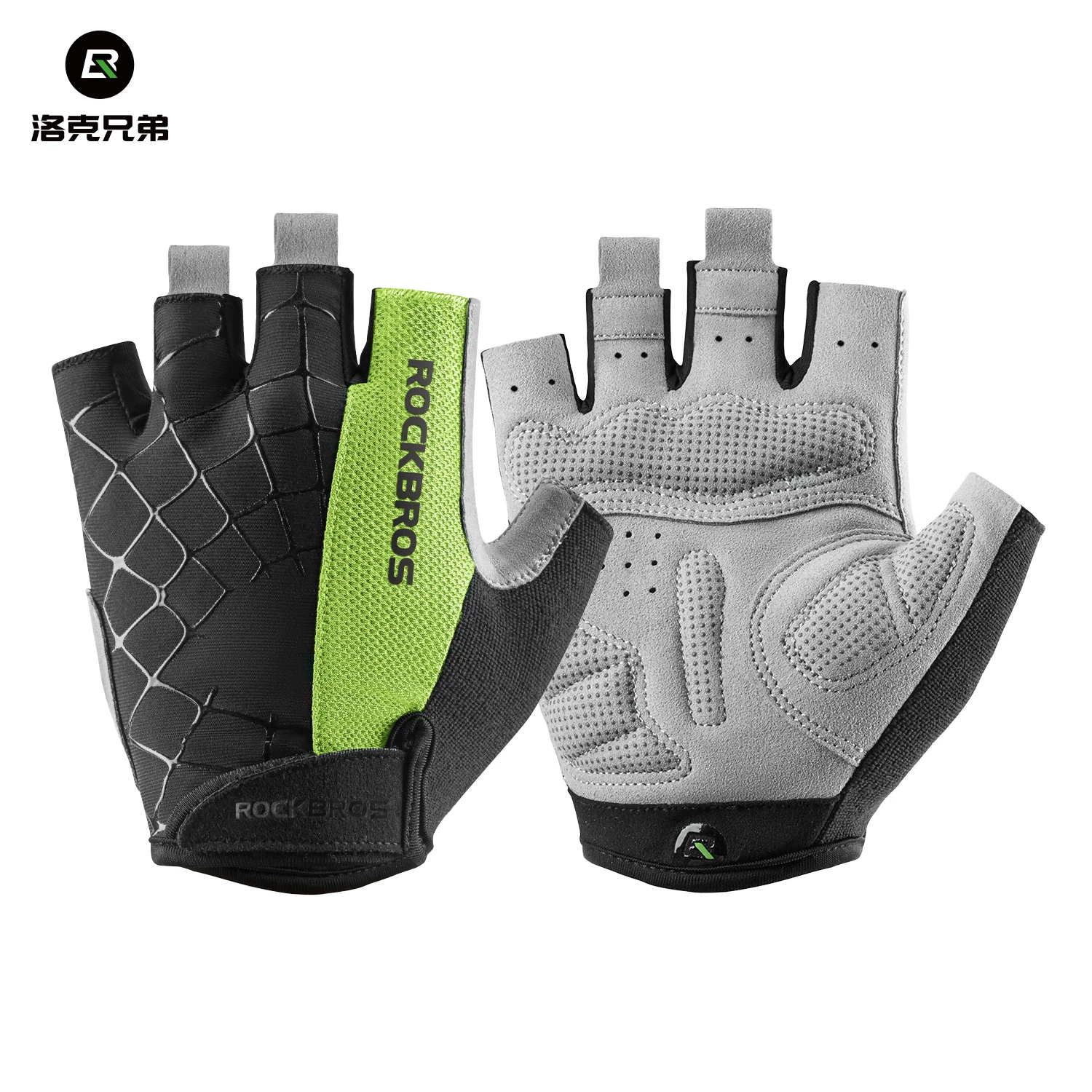Rock Brothers Riding Gloves Half Finger Summer Men's and Women's Highway Mountaineering Bike Bicycle Bike Equipment Shock Absorbent Breathable