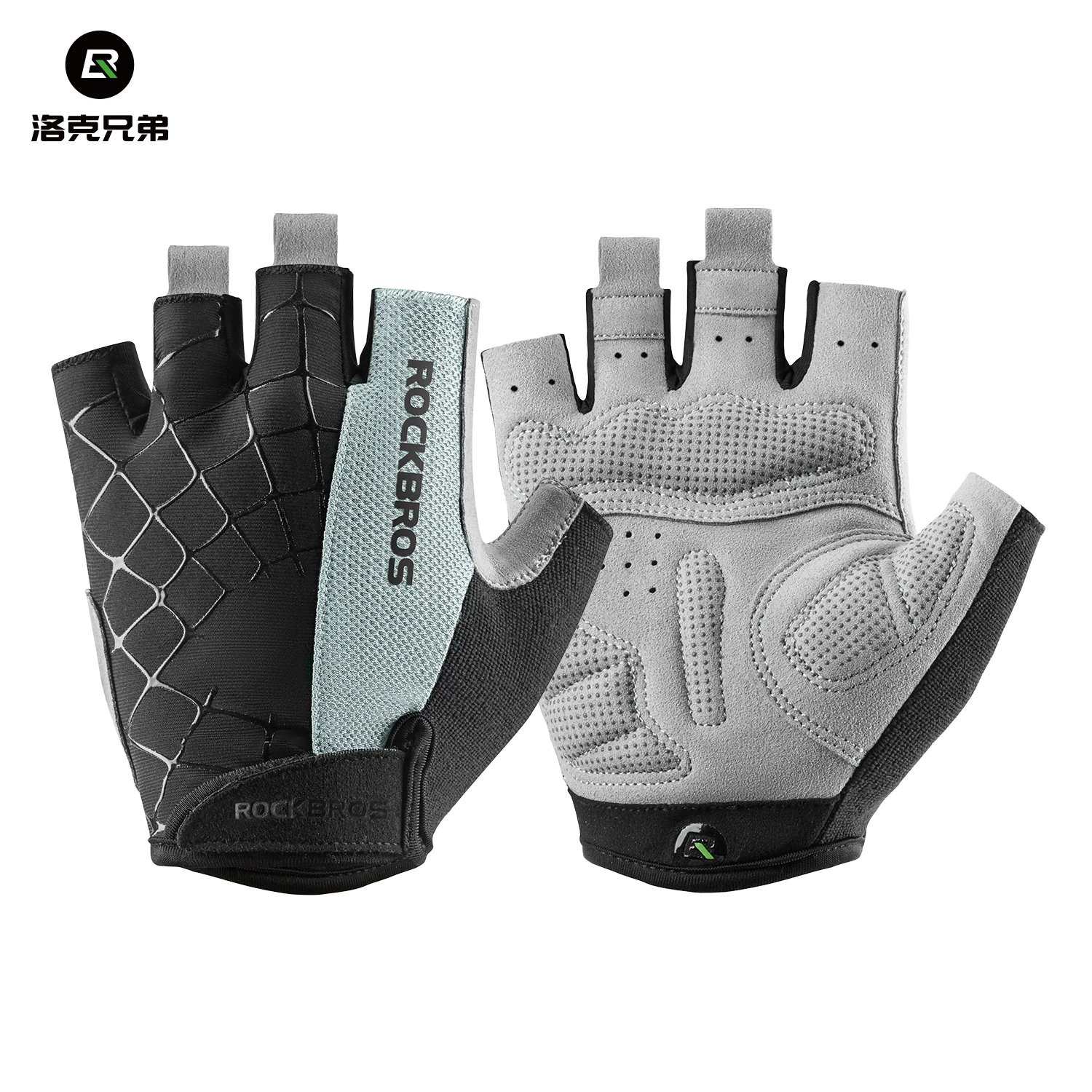 Rock Brothers Riding Gloves Half Finger Summer Men's and Women's Highway Mountaineering Bike Bicycle Bike Equipment Shock Absorbent Breathable