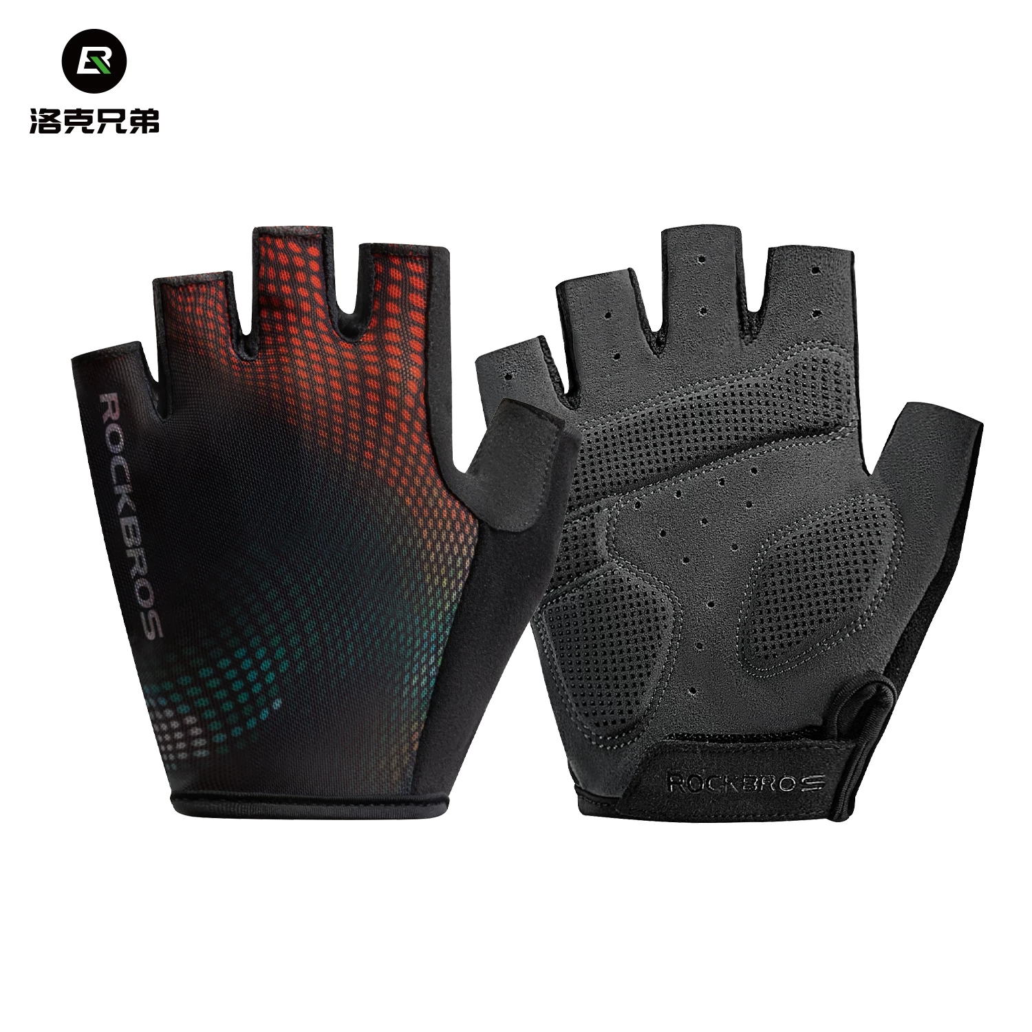 Rock Brothers Riding Gloves Half Finger Summer Men's and Women's Highway Mountaineering Bike Bicycle Bike Equipment Shock Absorbent Breathable