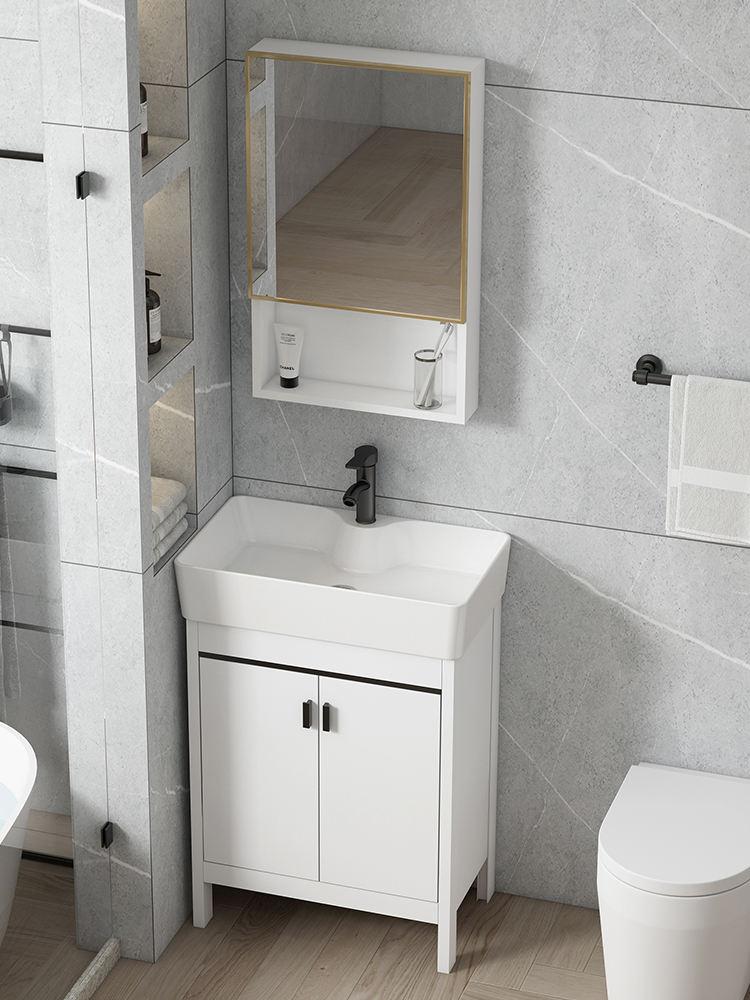 Small sized bathroom cabinet combination bathroom floor standing washbasin cabinet washbasin cabinet balcony ultra narrow washbasin pool