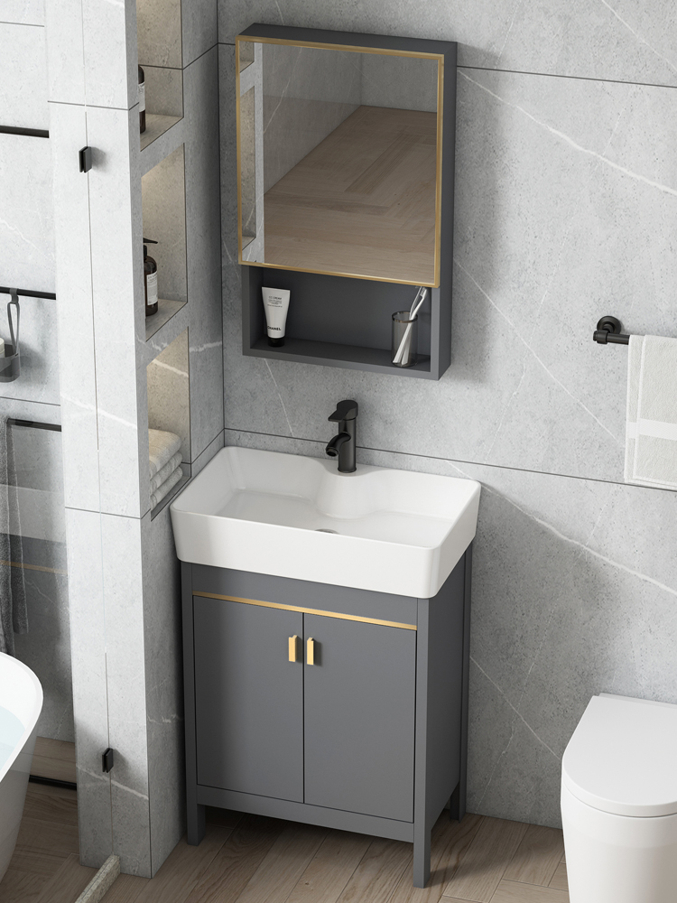 Small sized bathroom cabinet combination bathroom floor standing washbasin cabinet washbasin cabinet balcony ultra narrow washbasin pool