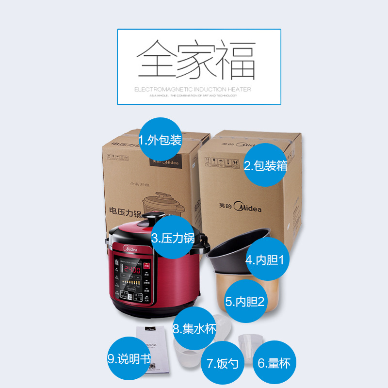 Электрическая скороварка Midea MY-QC50A5 с черным кристаллическим вкладышем