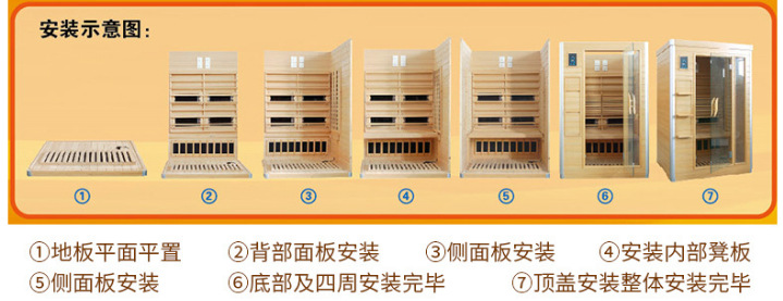 Manufacturer supplies hemlock solid wood single and double person household mobile sweat steaming room, household light wave room, far-infrared sauna equipment