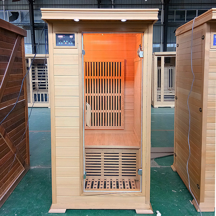 Manufacturer supplies hemlock solid wood single and double person household mobile sweat steaming room, household light wave room, far-infrared sauna equipment
