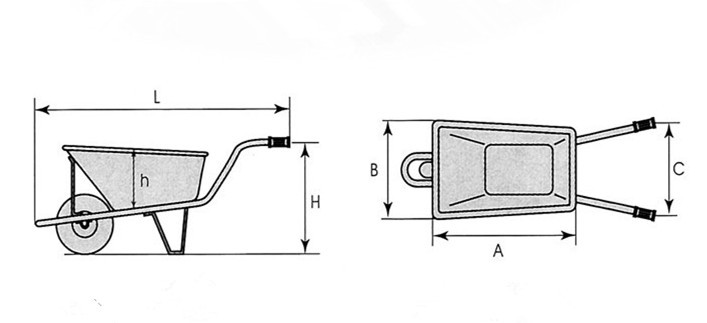 厂家销售 65L 130kg承重量建筑/物流/农用钢质独轮手推车