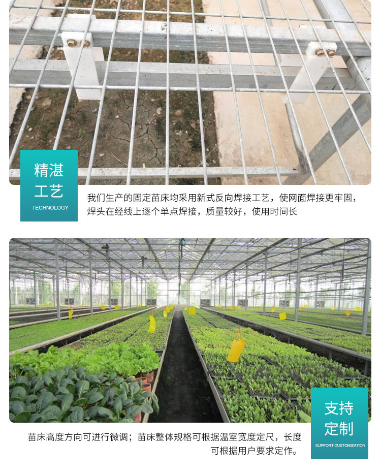 Manufacturer greenhouse seedling bed flower greenhouse planting soilless cultivation fixed hot-dip galvanized seedling bed accessories
