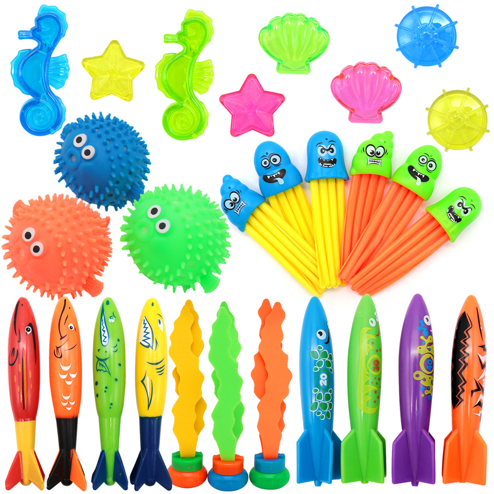 Cross border Amazon diving toys children's swimming pool treasure hunt diving torpedo water ring diamond water play set toys