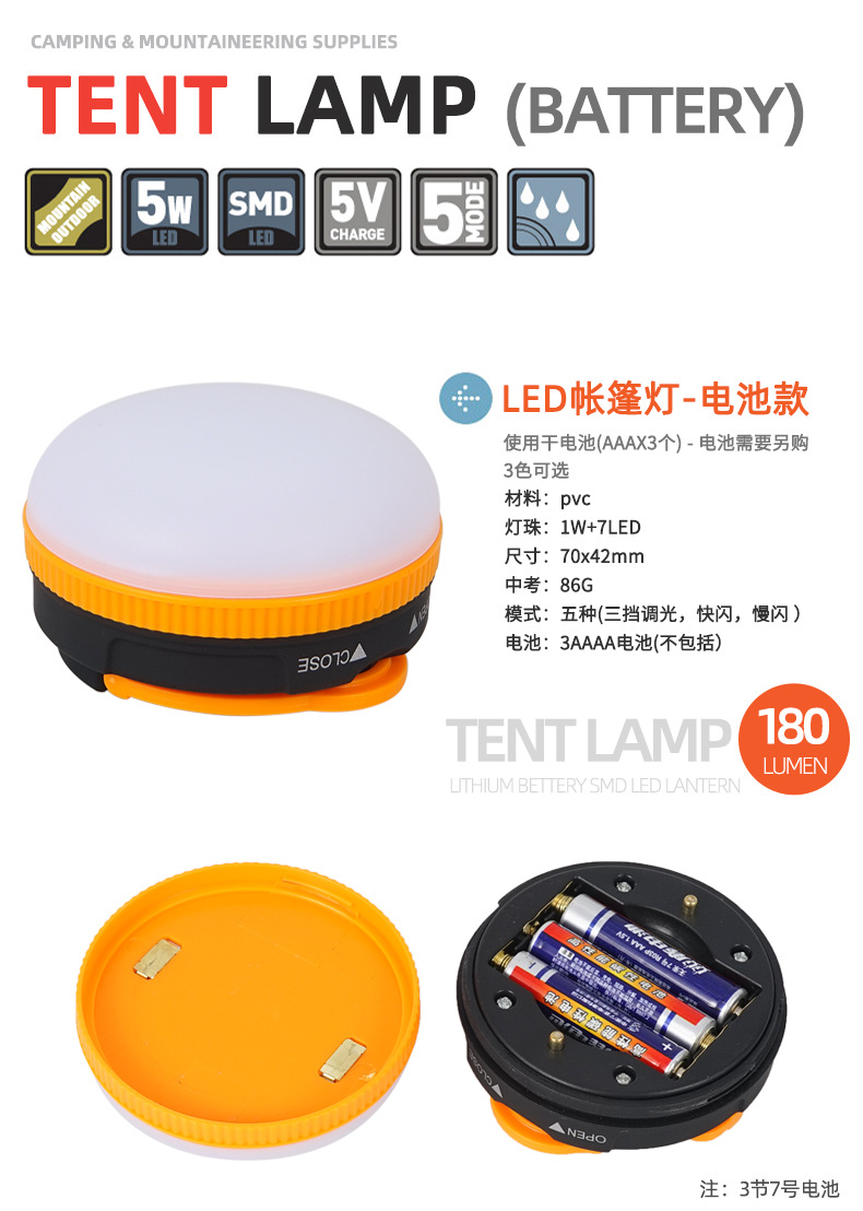 LED camping tent light USB charging camping light emergency work home light with magnet can hang camping light