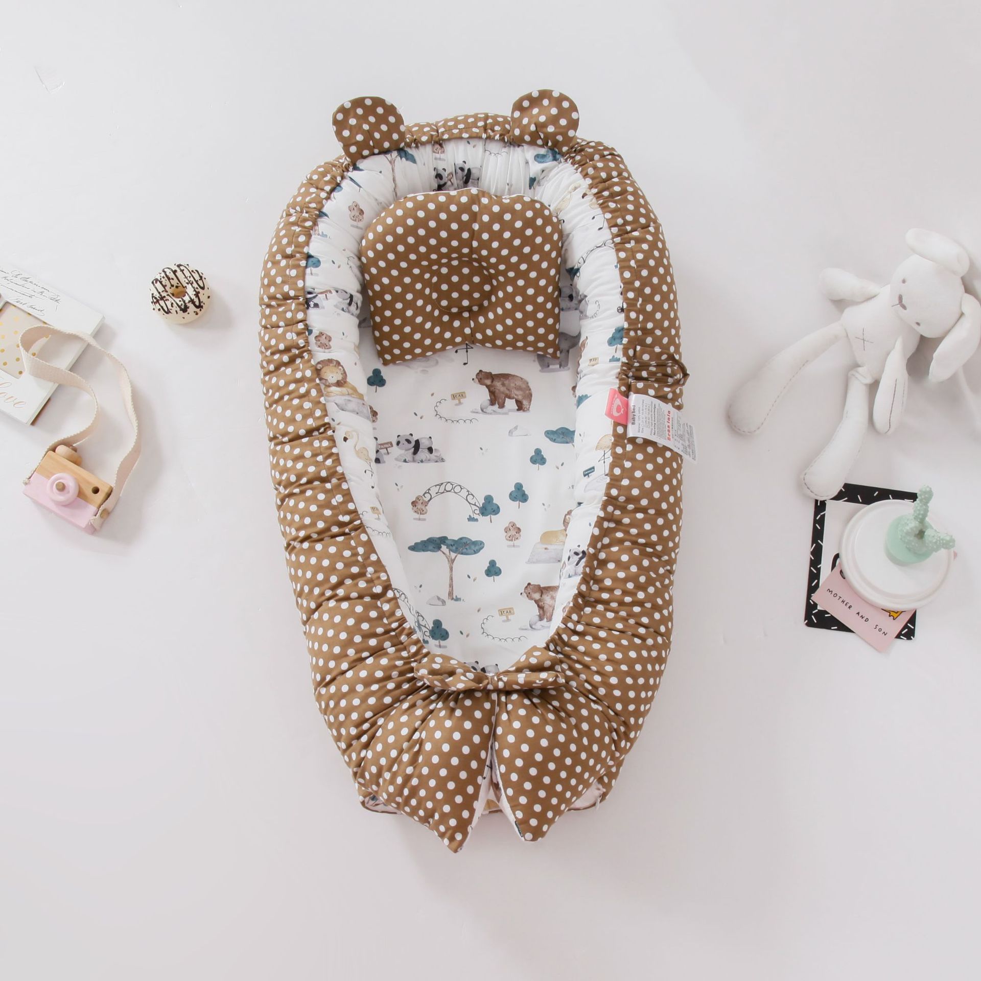 Детская портативная складная кроватка BEANLALA Розовая радуга
