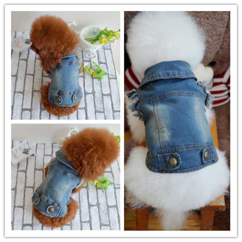 Тедсенальная одежда для любимой собаки Тедди VIP Bichon Pet осень и зимняя одежда ретро захват персонализированный джинсовый жилет