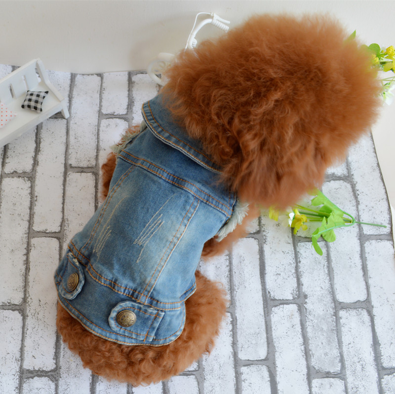Тедсенальная одежда для любимой собаки Тедди VIP Bichon Pet осень и зимняя одежда ретро захват персонализированный джинсовый жилет