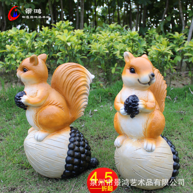 花园草地装饰小松鼠摆件庭院户外园林仿真动物可爱雕塑树脂工艺品