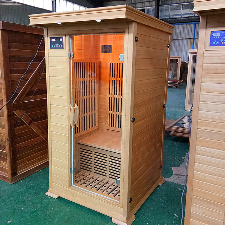 Manufacturer supplies hemlock solid wood single and double person household mobile sweat steaming room, household light wave room, far-infrared sauna equipment