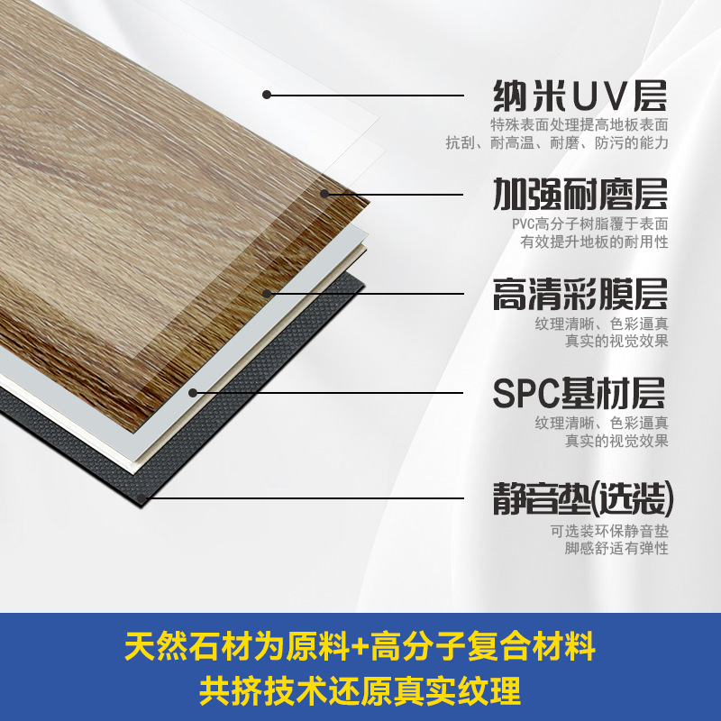 SPC Stone Plastic Lock Пол Новый материал ПВХ Snap Stone Crystal Crystal Environmentally, устойчивый