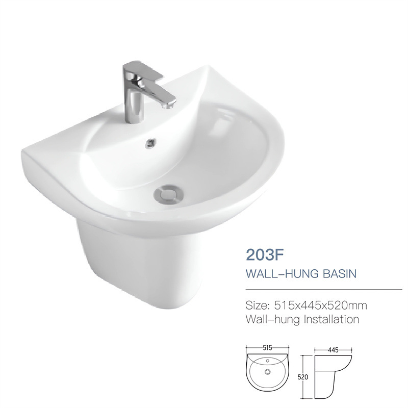 Подвесная керамическая раковина-полуколонна Jinbaisheng 203F