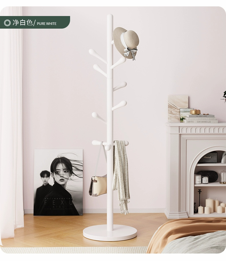 Solid wood clothes hanger, floor standing clothes rack, bedroom and household clothes hanger, simple vertical beech wood clothes hanger, indoor bag hanger