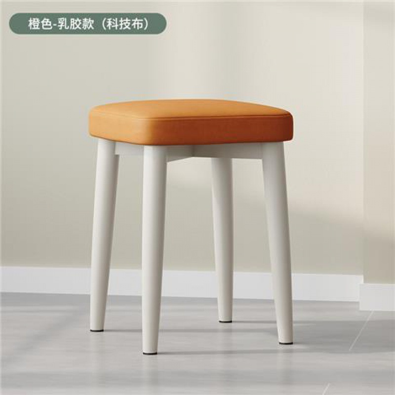 实木凳子家用奶油风餐凳原木可叠放餐椅餐厅软椅子简约卧室化妆凳