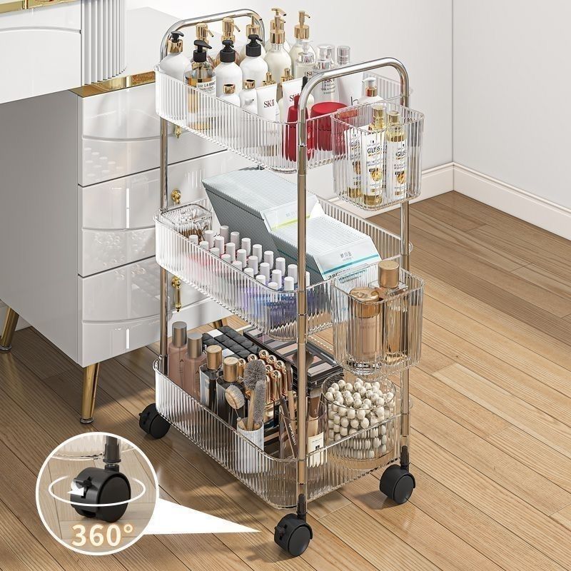 High aesthetic acrylic trolley, bathroom and bathroom storage rack, multifunctional kitchen and snack multi-layer storage rack