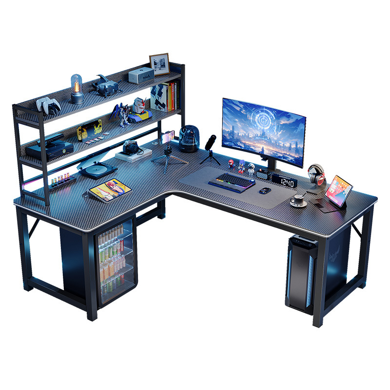 Угловой E -Sports Table Computer Desktop Домохозяйство двойная стола книжная полка интегрированная стола спальня спальня угловой стол