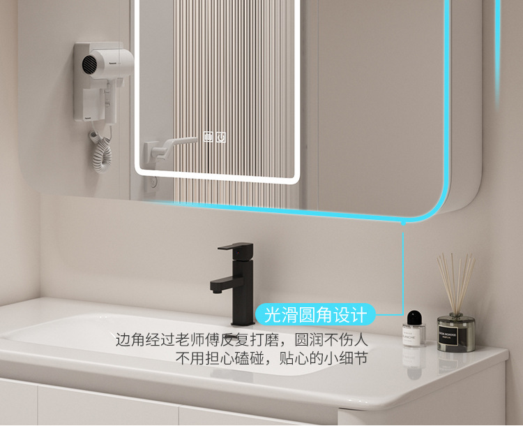 Japanese style space aluminum bathroom cabinet combination bathroom washbasin bathroom hanging cabinet ceramic integrated basin washbasin mirror cabinet