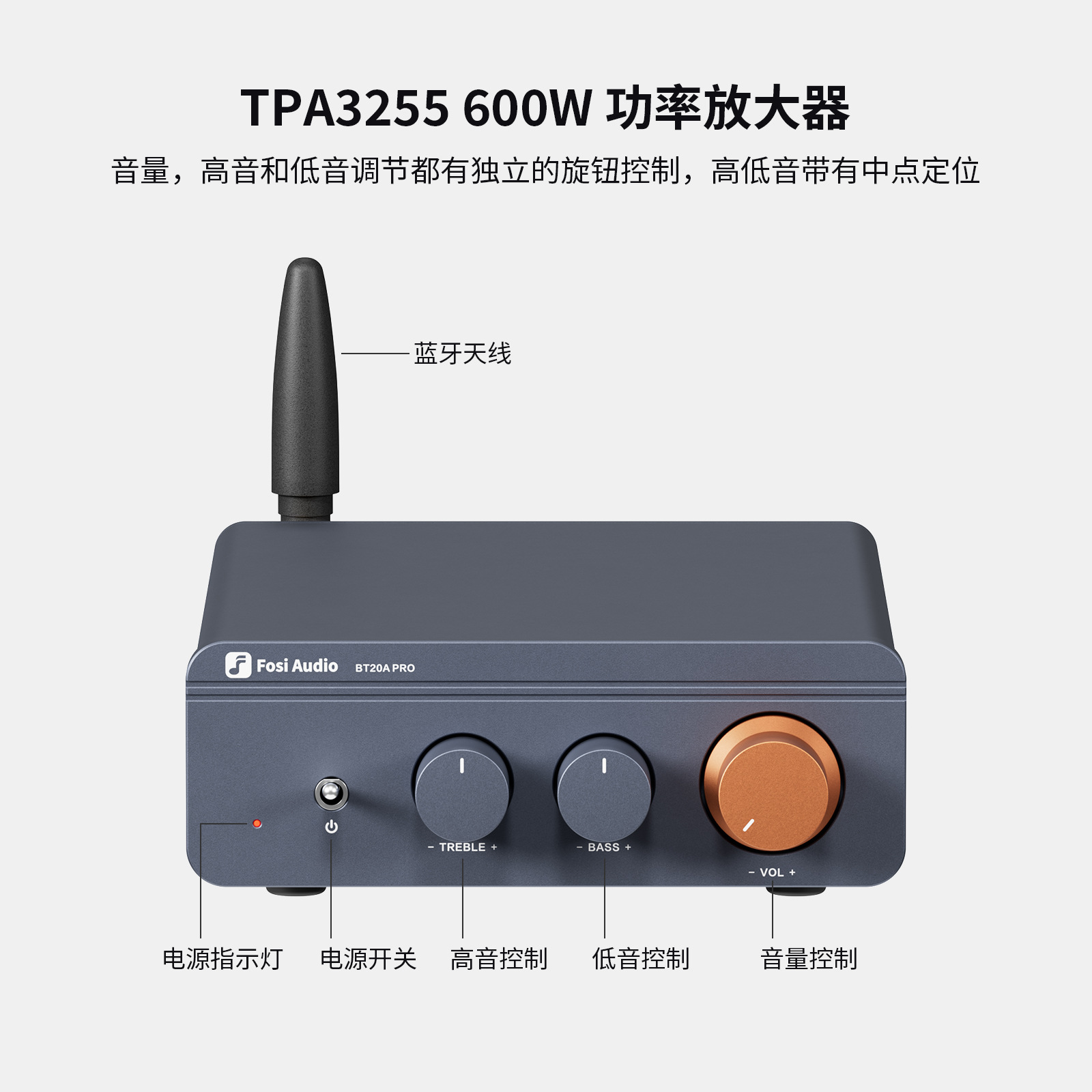 Двухканальный Bluetooth усилитель HiFi Fosiaudio BT20A PRO