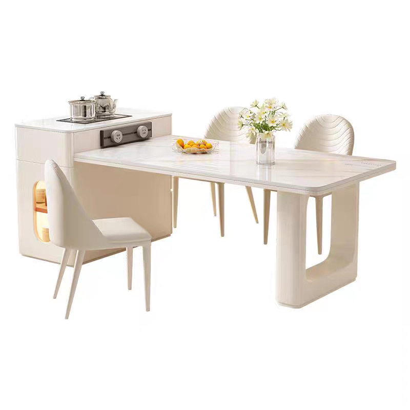 Italian rock slab dining table, island platform integrated small apartment, modern and simple dining room, kitchen, expandable middle island platform dining table