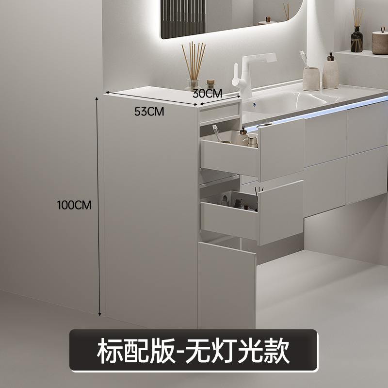 Single edge cabinet, narrow edge side cabinet, solid wood floor standing cabinet, half wall cabinet, double drawer storage, Meijia bathroom 302