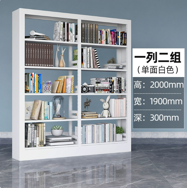 Steel bookshelf, book reading rack, household book storage rack, archive storage rack, double-sided data rack, minimalist design