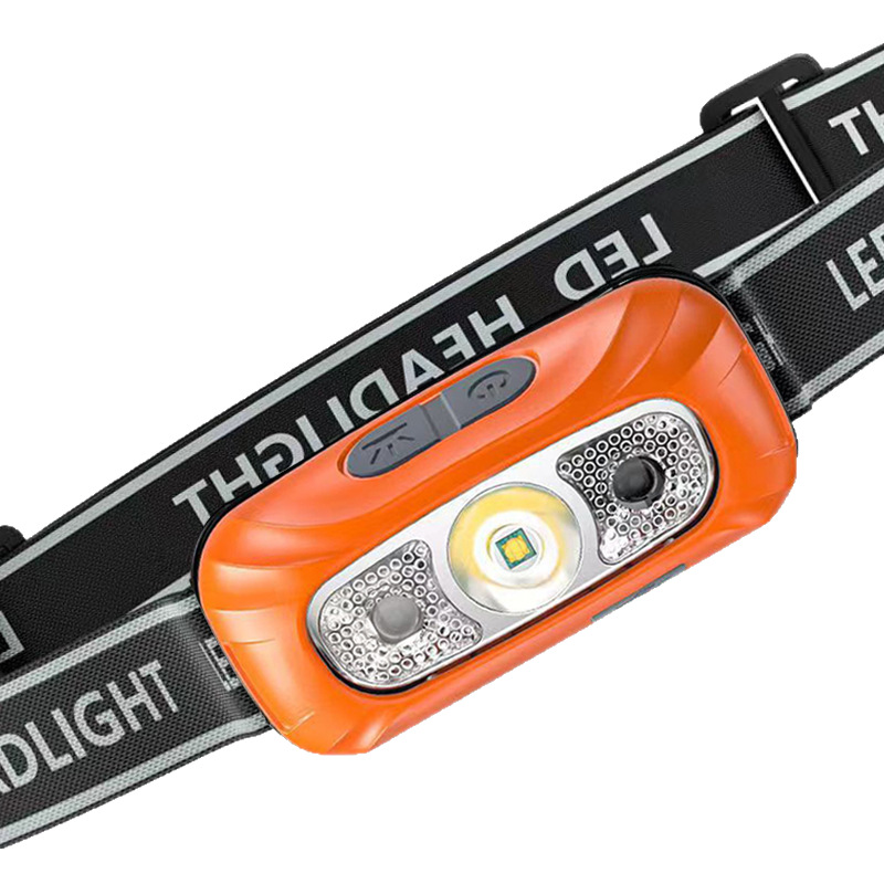 Waterproof head mounted outdoor fishing sensor LED headlight with strong light and dual lithium batteries, built-in battery for night running, 100w ultra bright
