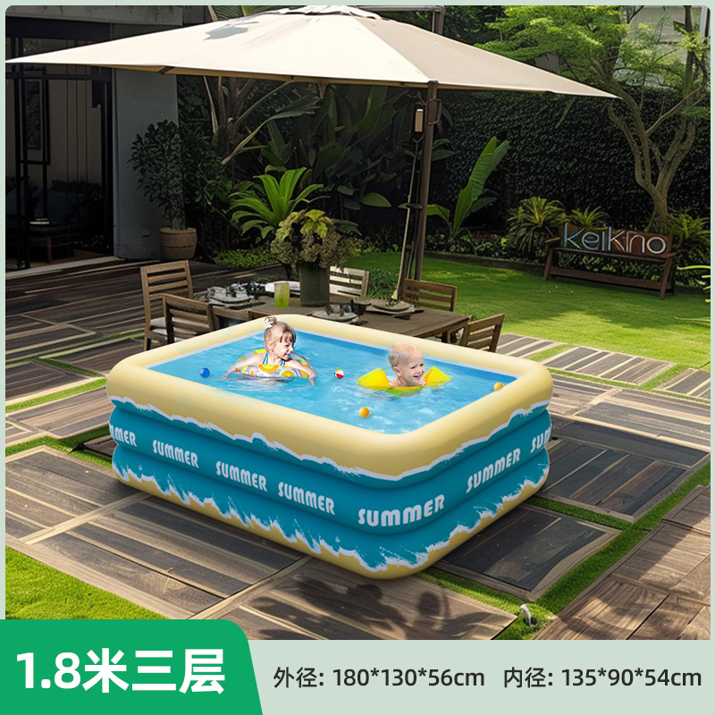Overseas inflatable swimming pool for home, outdoor, baby, children, family, adult, thick square play pool