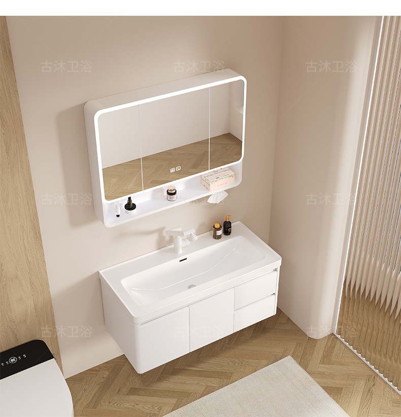 Honeycomb aluminum bathroom cabinet deepened 18cm ceramic integrated basin bathroom waterproof washing and hand washing integrated basin combination