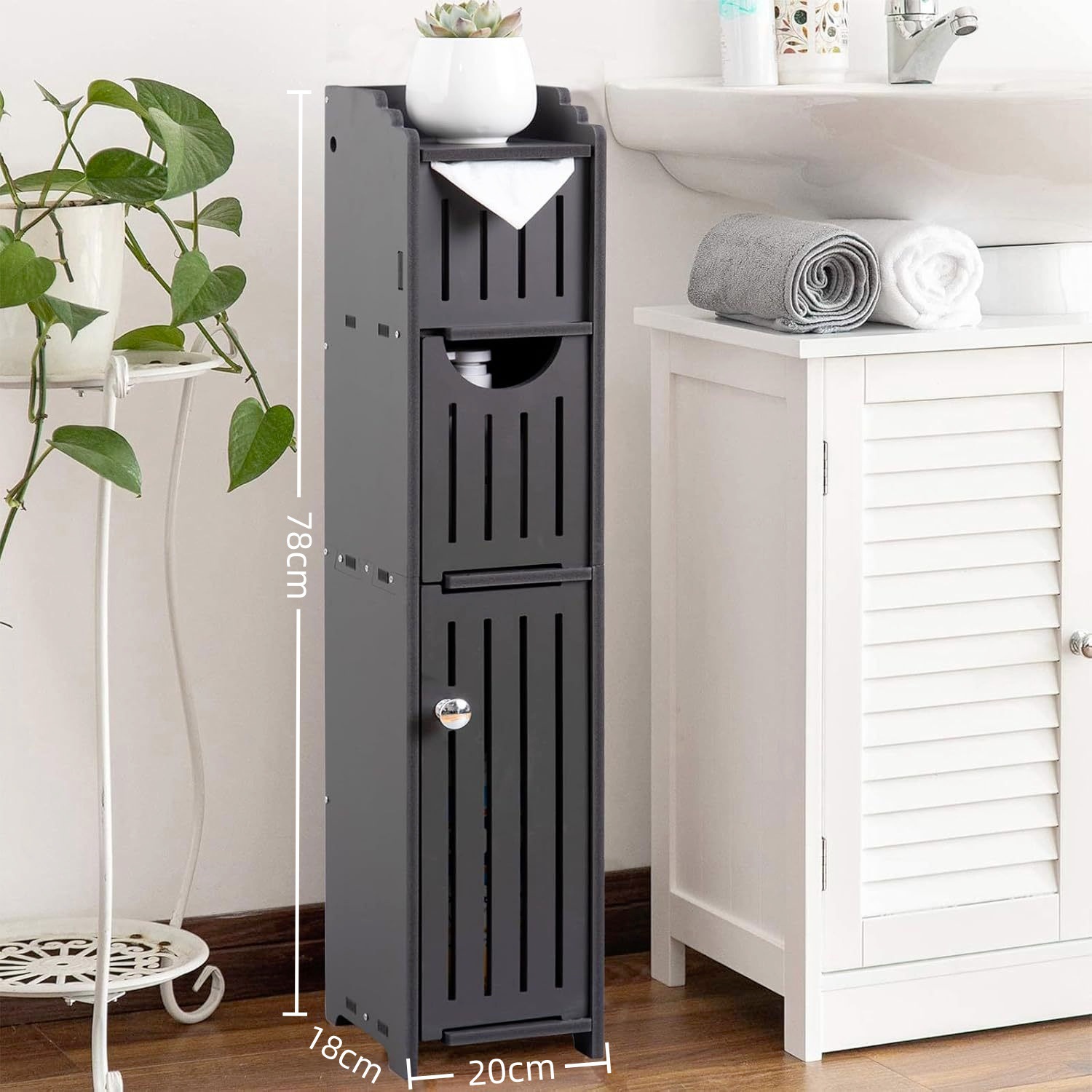 Bathroom storage cabinet, side cabinet, narrow cabinet, floor standing toilet, toilet shelf, standing cabinet, side cabinet, bathroom cabinet
