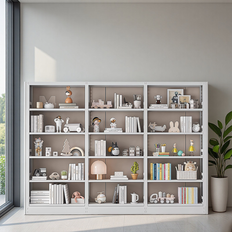 Steel bookshelf, book reading rack, household book storage rack, archive storage rack, double-sided data rack, minimalist design