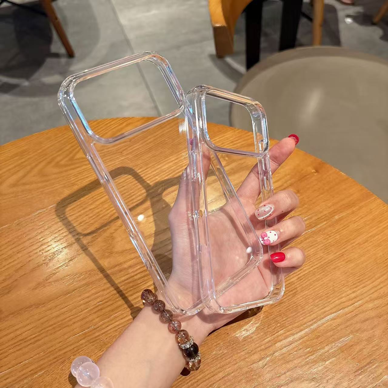 Transparent inner four corner anti drop suitable for Apple 16 phone case, new Apple 17 Promax acrylic protective cover 15