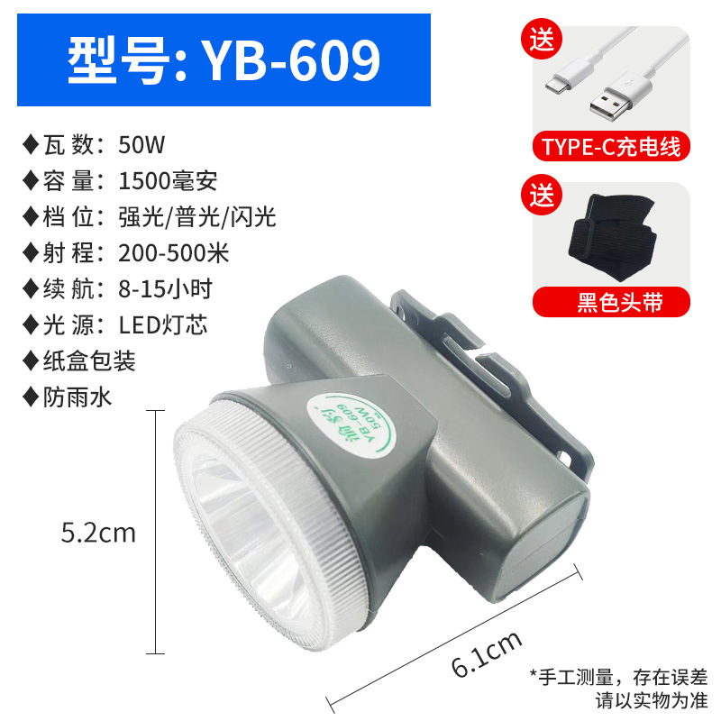 Strong light headlight, outdoor LED ultra bright long-range spotlight, bald head, wearable night fishing mineral light, long endurance, lithium battery charging
