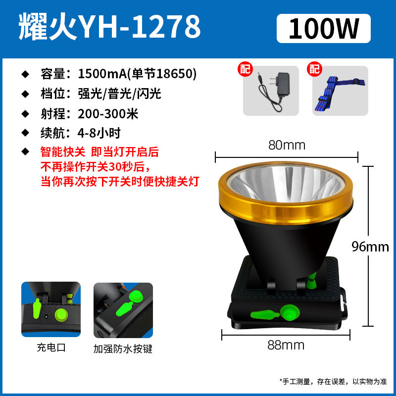 工厂批发超亮耀火头灯 感应白光黄光钓鱼灯激光炮长续航LED手电筒