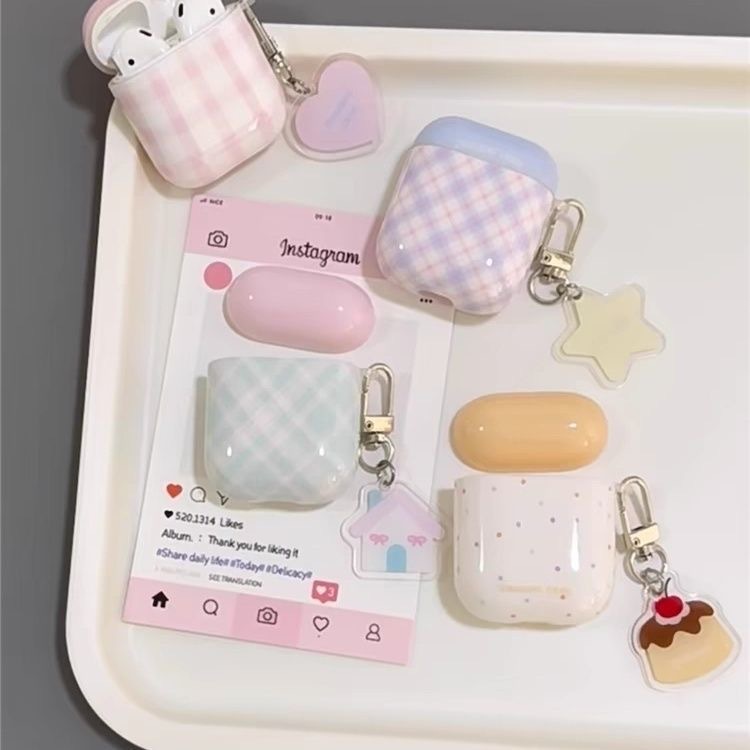 Personalized Ins, niche color blocking grid pattern, Apple's new AirPods, spro3 Bluetooth earphones, 4th generation protective case, 3rd generation 2