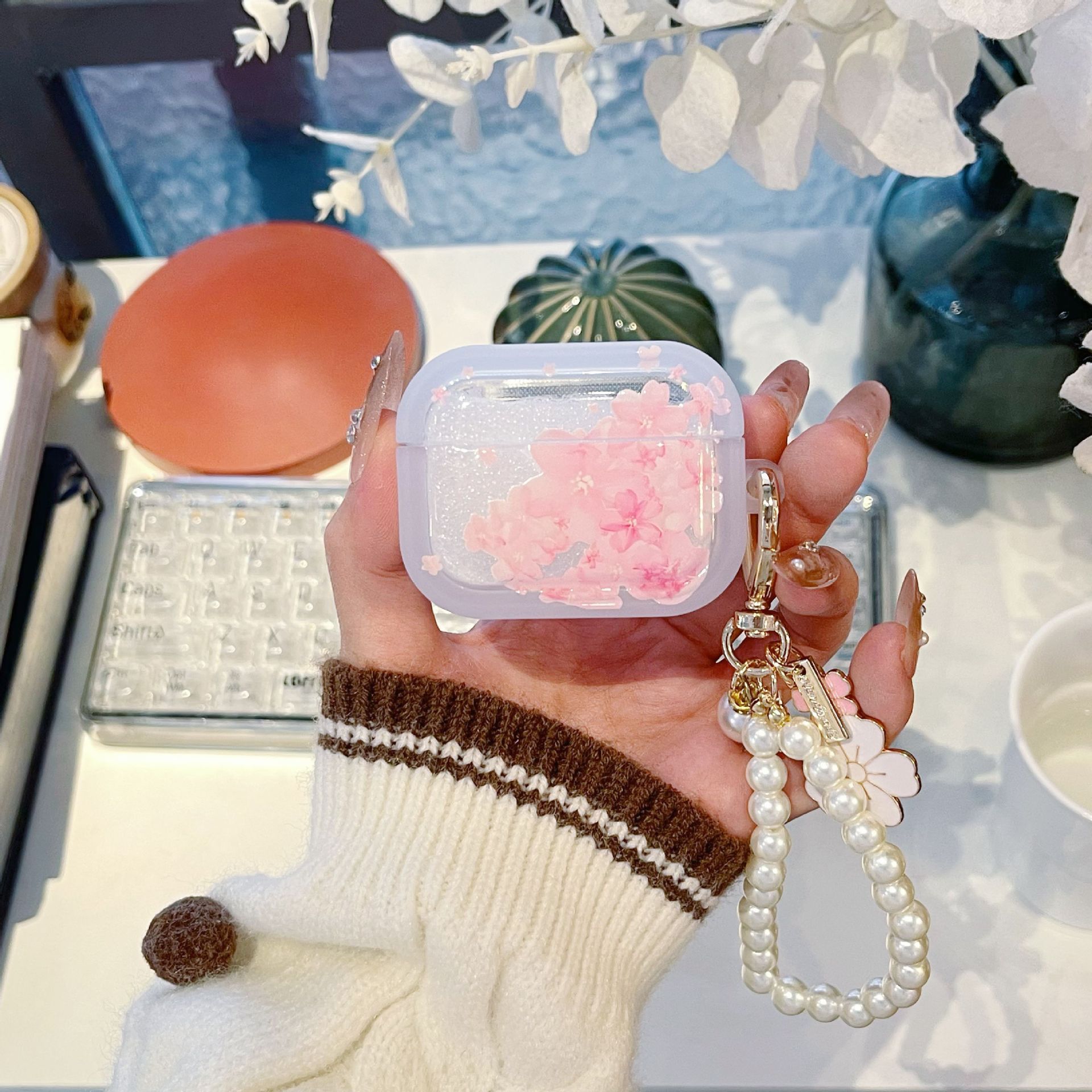 Small Fresh Cherry Blossoms Suitable AirpodsPro Earphone Cover New 4th/3rd Generation Apple Earphone Protective Case Anti Drop