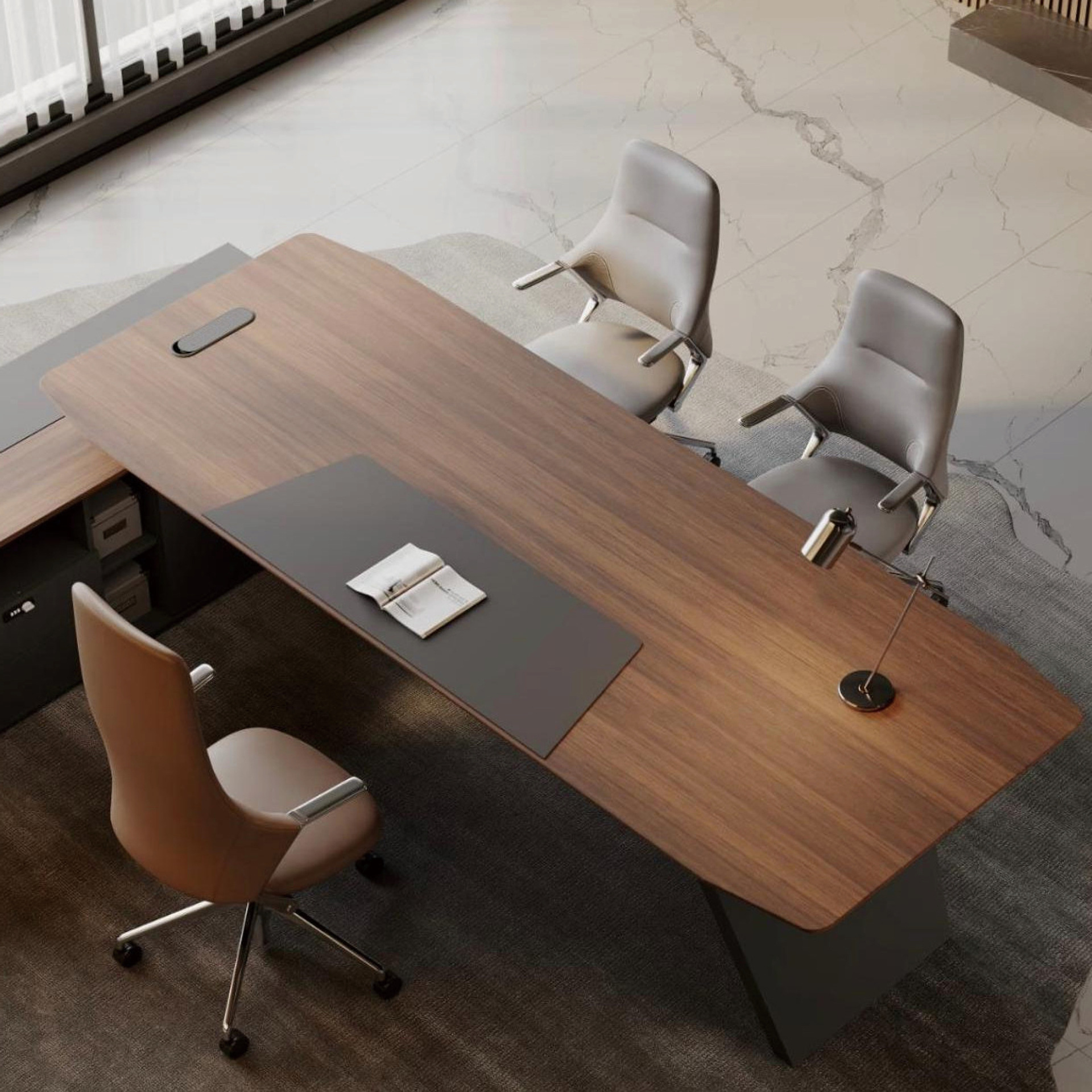 Boss's desk, office desk, large shift desk, office furniture, desk and chair combination, light luxury, high-end feeling, modern simplicity, one person workstation