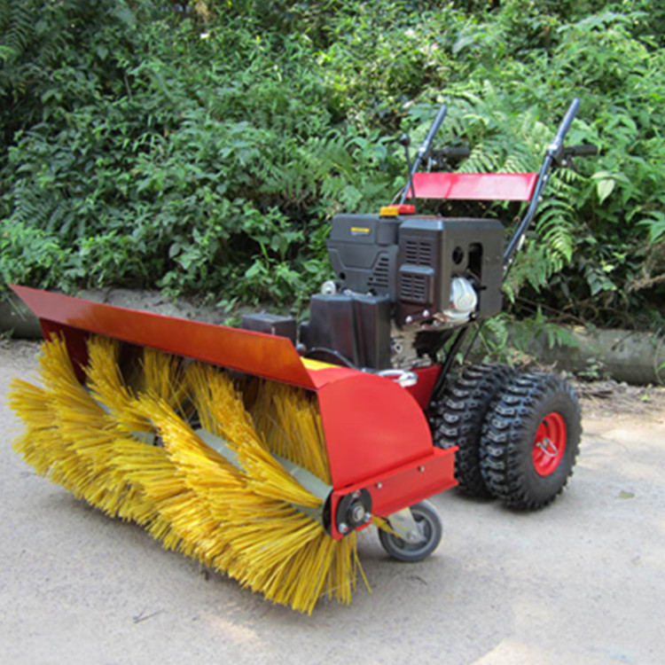 Zhongtuo hand push snow sweeper with full gear roller brush driving, electric small gasoline snow removal device, road throwing