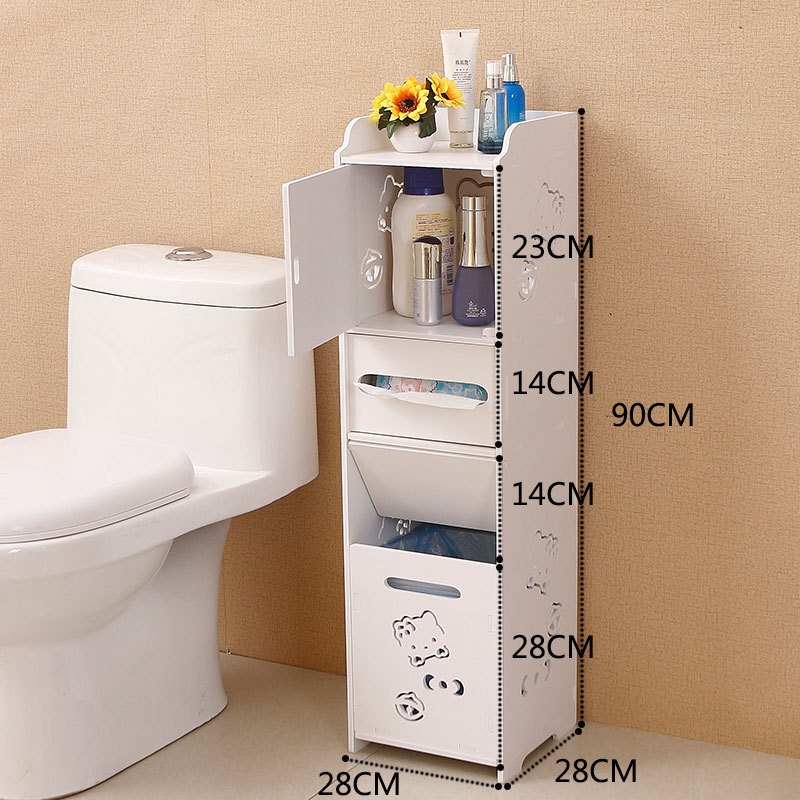 Bathroom side cabinet, toilet side cabinet with garbage bin, bathroom crevice shelf, toilet storage, waterproof storage cabinet