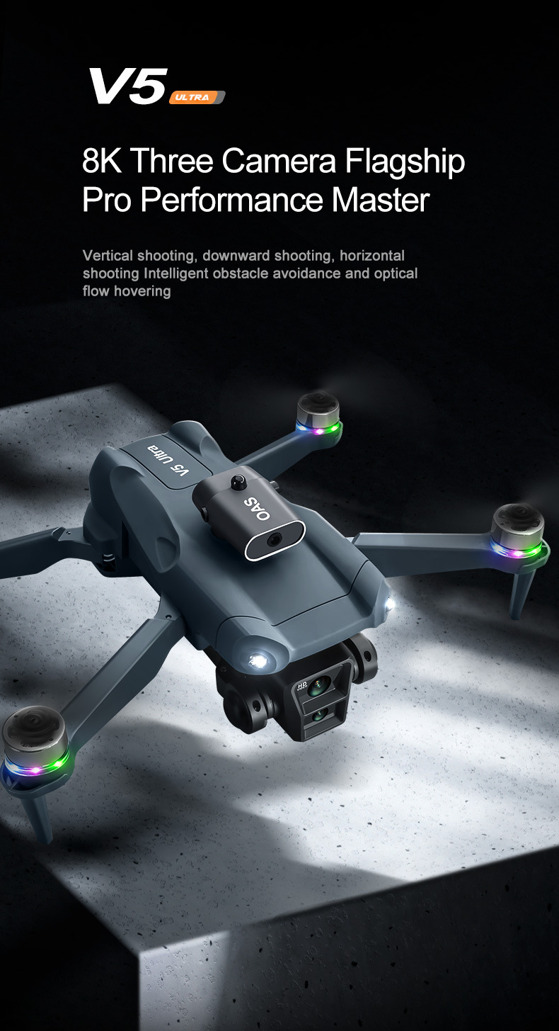 Cross border V5 unmanned aerial vehicle dual camera aerial photography with screen remote control aerial photography aircraft folding remote control aircraft