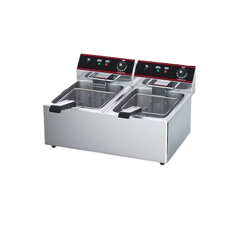 Commercial electric fryer Thickened deep fryer Fried chicken ribs Fried string deep-fried dough sticks equipment Fried machine Double cylinder electric fryer Large capacity