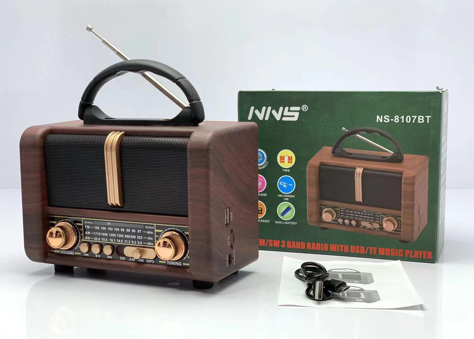 Беспроводная Bluetooth-колонка из дерева NS-8108