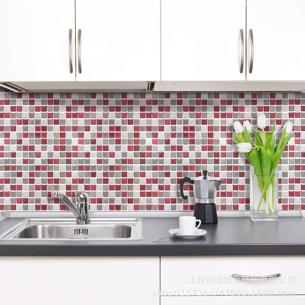 3D ceramic tile crystal wall sticker self-adhesive DIY mosaic home decoration kitchen oil proof bathroom waterproof three-dimensional